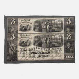 1837 Lafayette Bank Drie dollar Theedoek