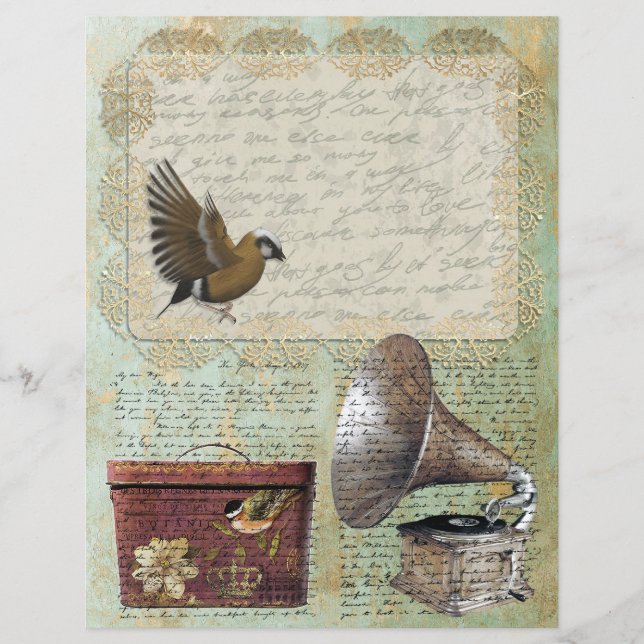  1837 Letter Kant Label Gramofoon Pet Doos (Voorkant)