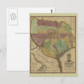 1837 Map of Texas, met Delen van de Adjoin Sta Briefkaart (Voorkant / Achterkant)