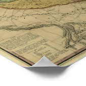 1837 Texas Map met Delen van de aangrenzende State Poster (Hoek)