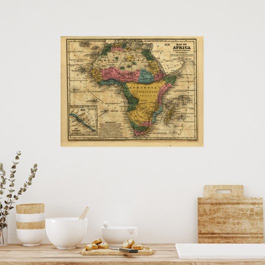 1839 Kaart van Afrika Poster (Keuken)