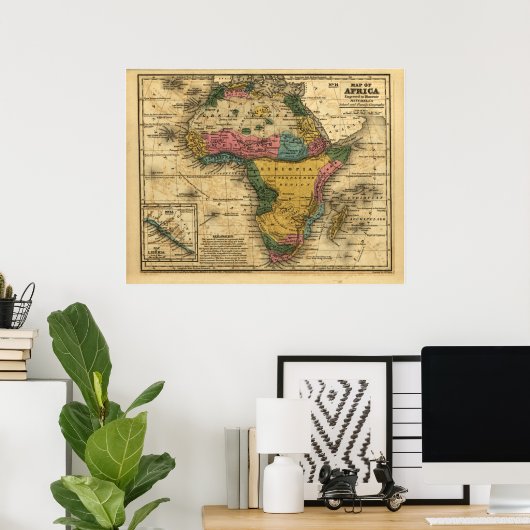 1839 Kaart van Afrika Poster (Thuiskantoor)