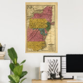 1839 Kaart van de Verenigde Staten (destijds) Poster (Thuiskantoor)