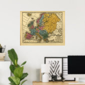 1839 Kaart van Europa Poster (Thuiskantoor)