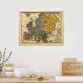 1839 Kaart van Europa Poster (Keuken)