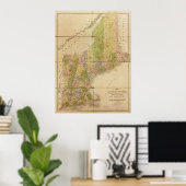 1839 Map of Maine & New England States Poster (Thuiskantoor)