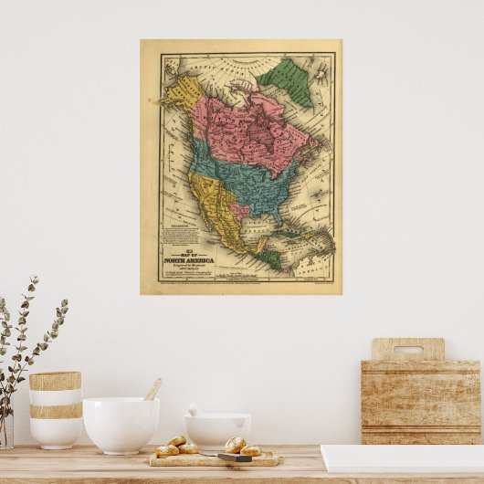 1839 Map of North America Poster (Keuken)