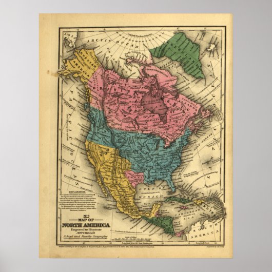 1839 Map of North America Poster (Voorkant)