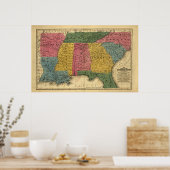 1839 Map of the Southern United States Poster (Keuken)