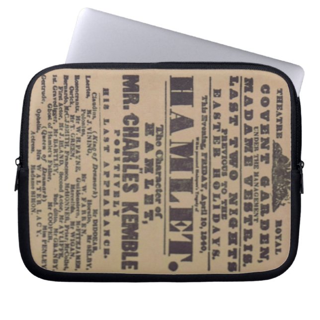 1840 Hamlet poster  theaterdrama Laptop Sleeve (Voorkant)