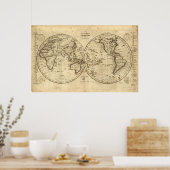 1840 Kaart van de wereld Poster (Keuken)
