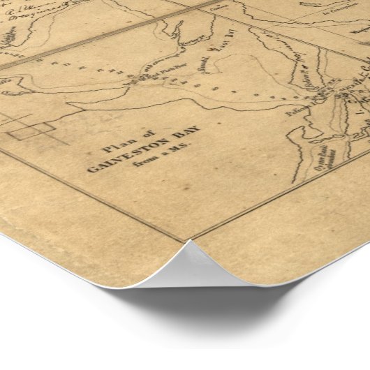 1841 Kaart van de Republiek Texas Poster (Hoek)