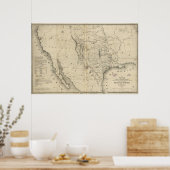 1844 Kaart van de Republiek Texas en de aangrenzen Poster (Keuken)