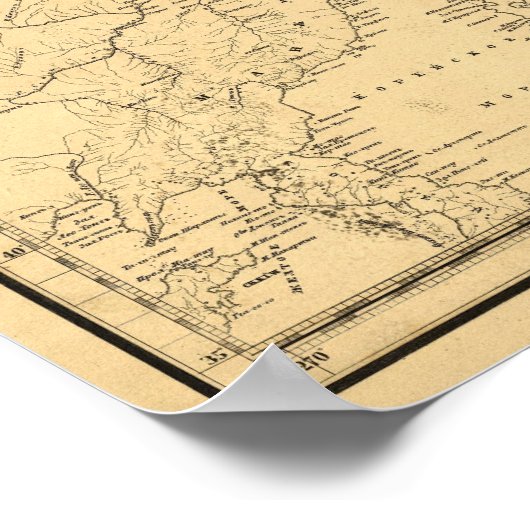 1844 Kaart van Rusland en Alaska in het Russisch Poster (Hoek)