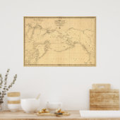 1844 Kaart van Rusland en Alaska in het Russisch Poster (Keuken)