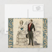 1844 Victoriaans huwelijk Artwork Briefkaart (Voorkant / Achterkant)