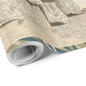 1844 Victoriaans huwelijk Artwork Cadeaupapier (Rol Hoek)