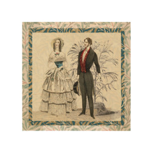  1844 Victoriaans huwelijk Artwork Hout Afdruk