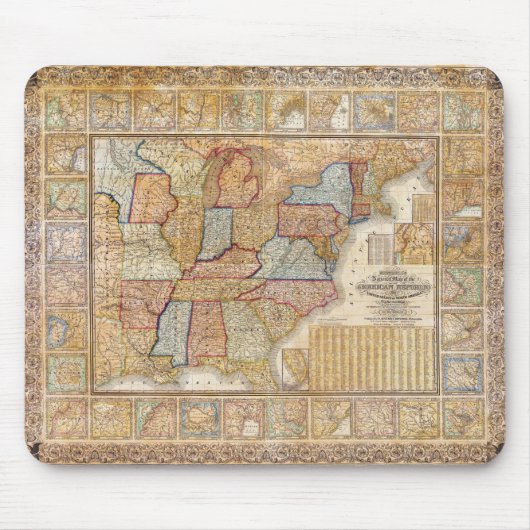 1845 Samuel Mitchell Wall Map van de Verenigde Sta Muismat (Voorkant)