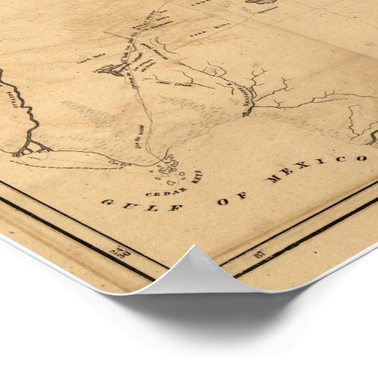 1846 Kaart van Florida Poster (Hoek)