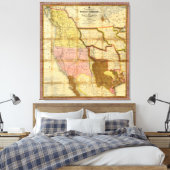 1846 Map of Texas Oregon California door A Mitchel Canvas Afdruk (Insitu (Slaapkamer))