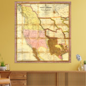 1846 Map of Texas Oregon California door A Mitchel Canvas Afdruk (Insitu (Woonkamer))