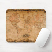 1847 ANTIEK Wereldkaart Mousepad Muismat (Met muis)