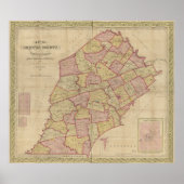 1847 Map Chester County Pennsylvania PA Poster (Voorkant)