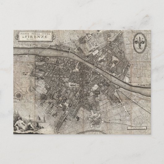 1847 Molini Pocket Map of Florence Italië Briefkaart (Voorkant)