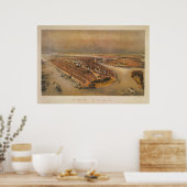  1847 New York City Bird's Eye Uitzicht Map Poster (Keuken)