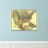 1848 Thunot Duvotenay Map: Etats-Unis & Mexico Canvas Afdruk (Insitu (Houten vloer))