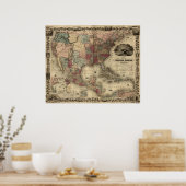 1850 Kaart van de Verenigde Staten van Amerika Poster (Keuken)