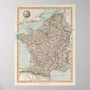 1850 Vintage French Country Atlas Poster