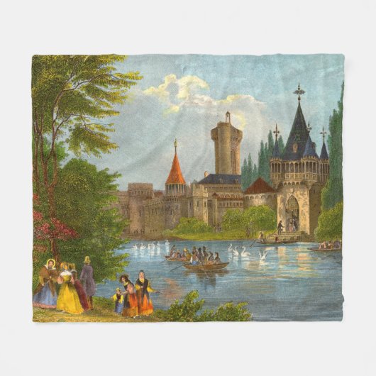 1850s print van Franzenburg Castle Fleece Deken (Voorkant (Horizontaal))