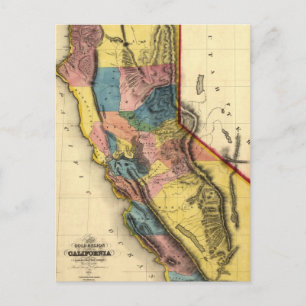  1851 California Gold Region State Map Briefkaart