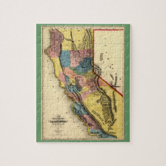 1851 California Gold Region State Map Legpuzzel (Verticaal)