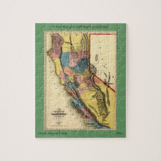  1851 California Gold Region State Map Legpuzzel (Verticaal)