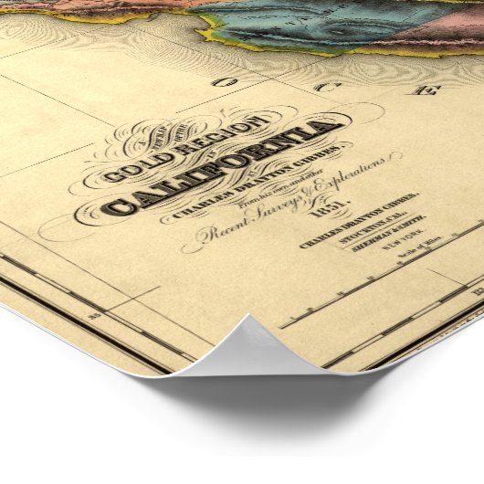  1851 California Gold Region State Map Poster (Hoek)