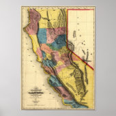  1851 California Gold Region State Map Poster (Voorkant)