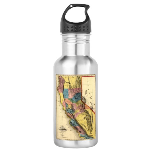  1851 California Gold Region State Map Waterfles (Voorkant)