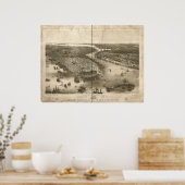 1851 New York & Brooklyn Birds Eye Panoramic Map Poster (Keuken)