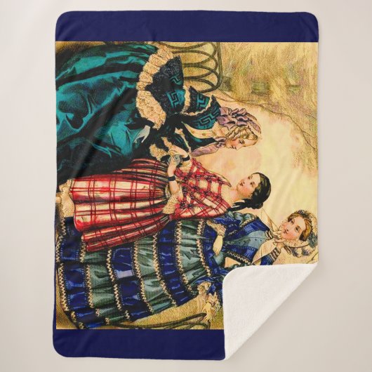 1852 Afdruk bord Franse mode Sherpa Deken (Voorkant)