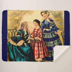 1852 Afdruk bord Franse mode Sherpa Deken