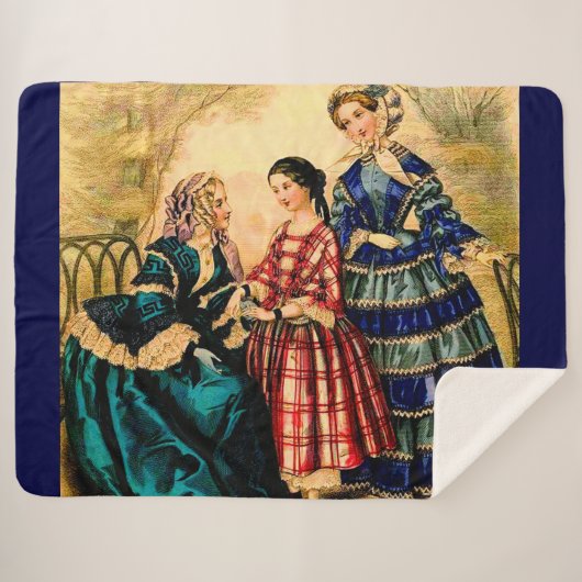 1852 Afdruk bord Franse mode Sherpa Deken (Voorkant (horizontaal))