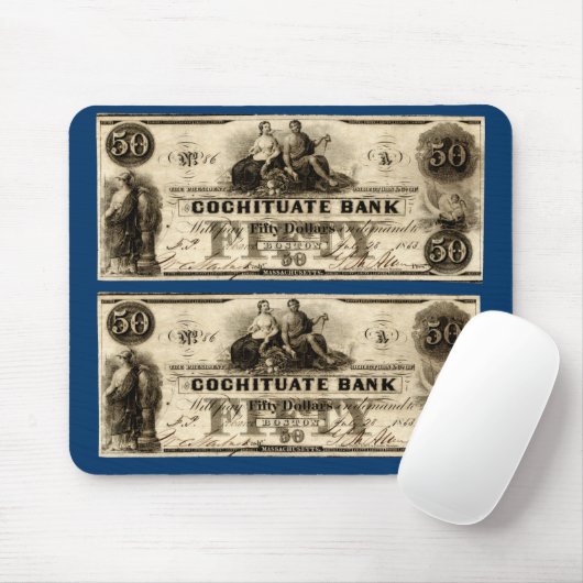 1853 Cochituate 50 dollar biljet Muismat (Met muis)