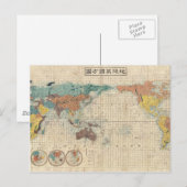 1853 Japanse wereldkaart van Suido Nakajima Briefkaart (Voorkant / Achterkant)