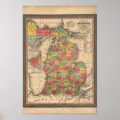 1853 Michigan Kaart, Poster (Voorkant)