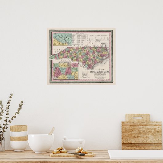 1853 North Carolina, Map,  Poster (Keuken)