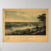 1853 Saint Paul, MN Birds Eye Uitzicht Panoramic M Poster (Voorkant)