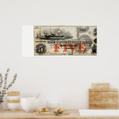 1853 Vijf dollarbiljet voor cochituate Bank Poster (Keuken)